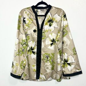 Chico’s Satin Kimono Style Floral Blouse